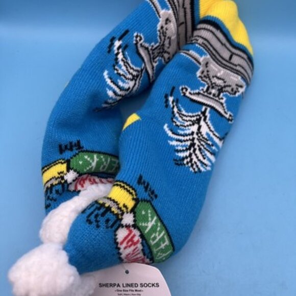 Friends Sherpa Sock Slip Resistant Sole Blue Green Red Yellow  Couch Sofa New - Picture 1 of 8